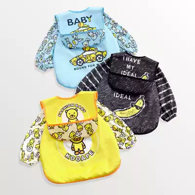 Baby spring and autumn coverings, children's anti-dressing bibs, eating clothes, flannel infant apron bibs, waterproof eating bibs