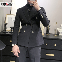 Spring and autumn small suit jacket mens suit British style Korean slim business formal dress casual double-breasted suit