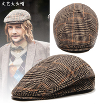 Hat men autumn and winter wool warm cap retro British beret male big head forward hat trend painter hat