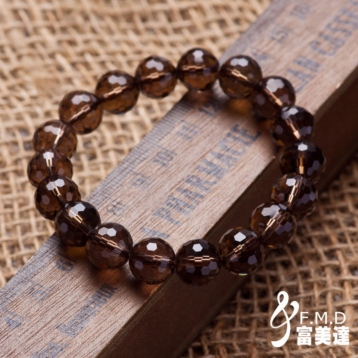 【富美达旗舰店】富美达 切面5a天然茶晶烟晶手链 女 茶水晶手链 韩版