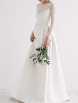 2022 new dreamlike lace long sleeve satin finish for bridal wedding yarn brigade slapping lawn light fashion women