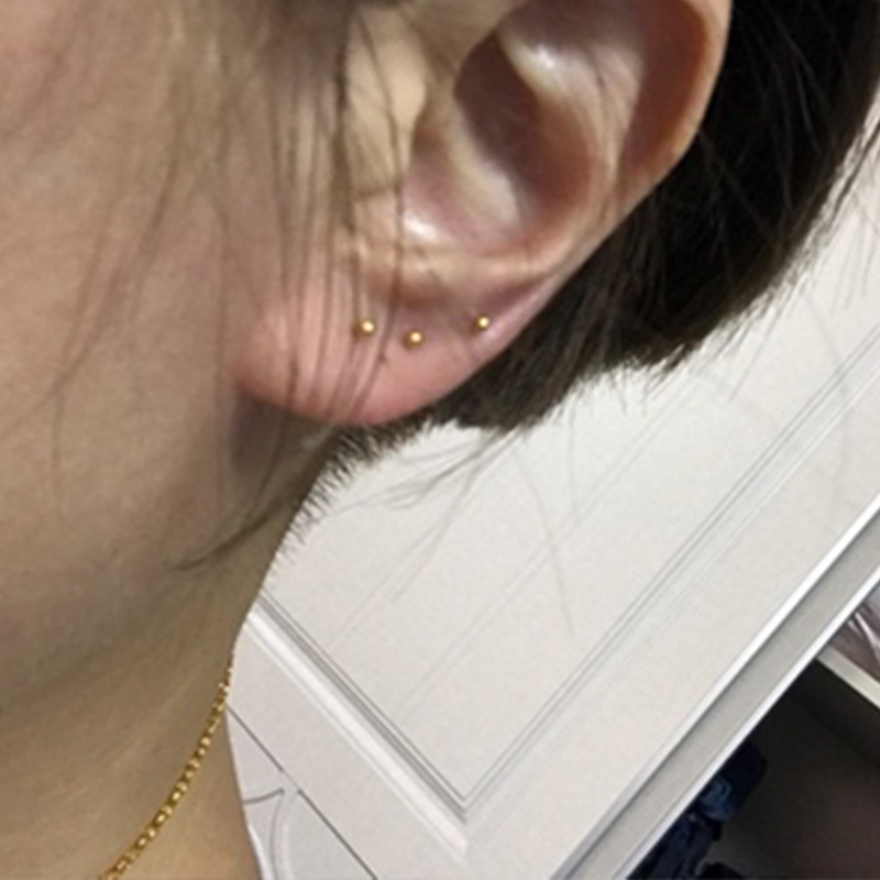 ear sti gold small earrings 999 gold mini earrings new style pure gold ear needles earrings pea beads