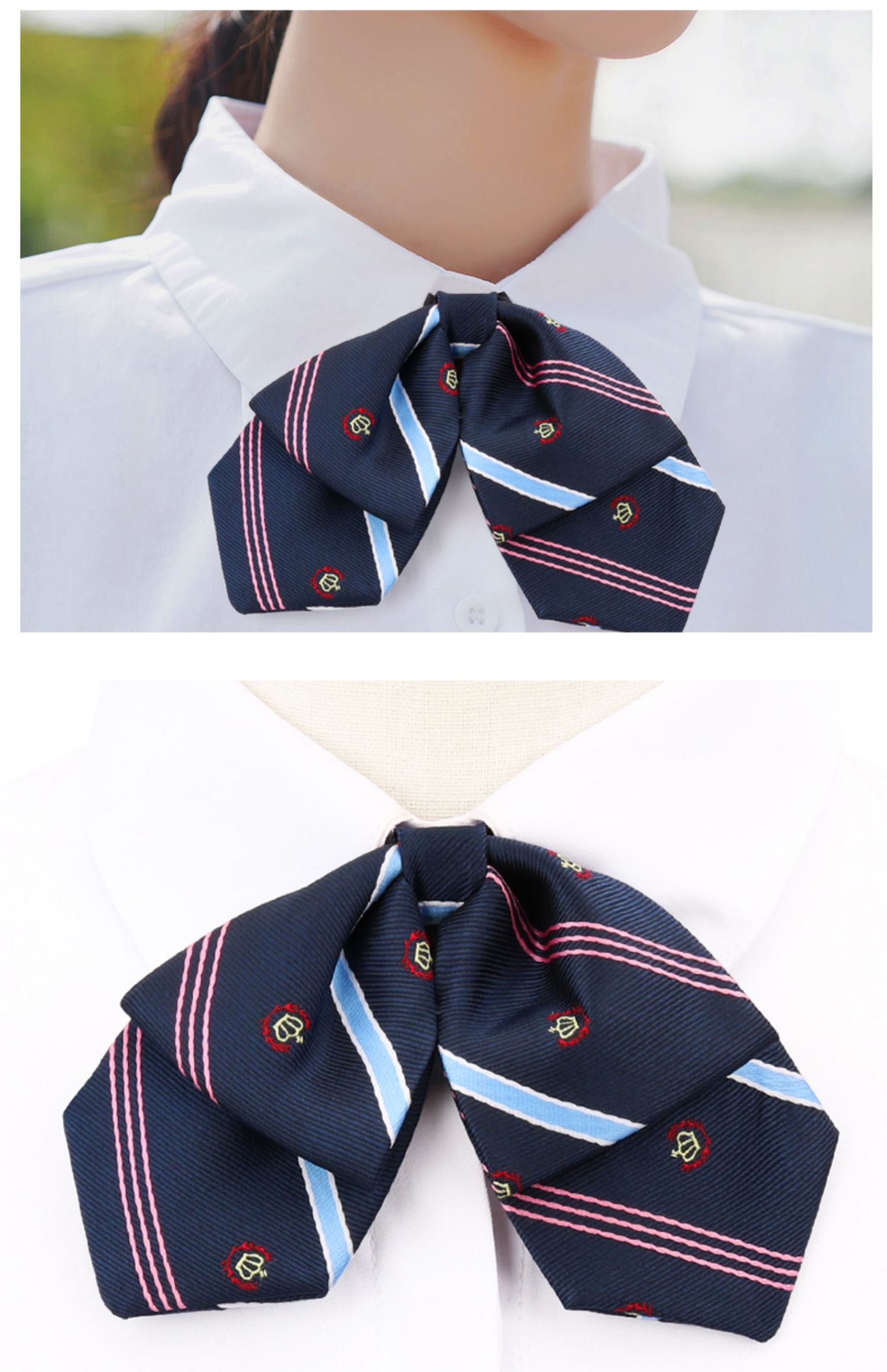 日系韩版女领花双层学院风飘带免打jk领结蝴蝶结毕业照领带水手服