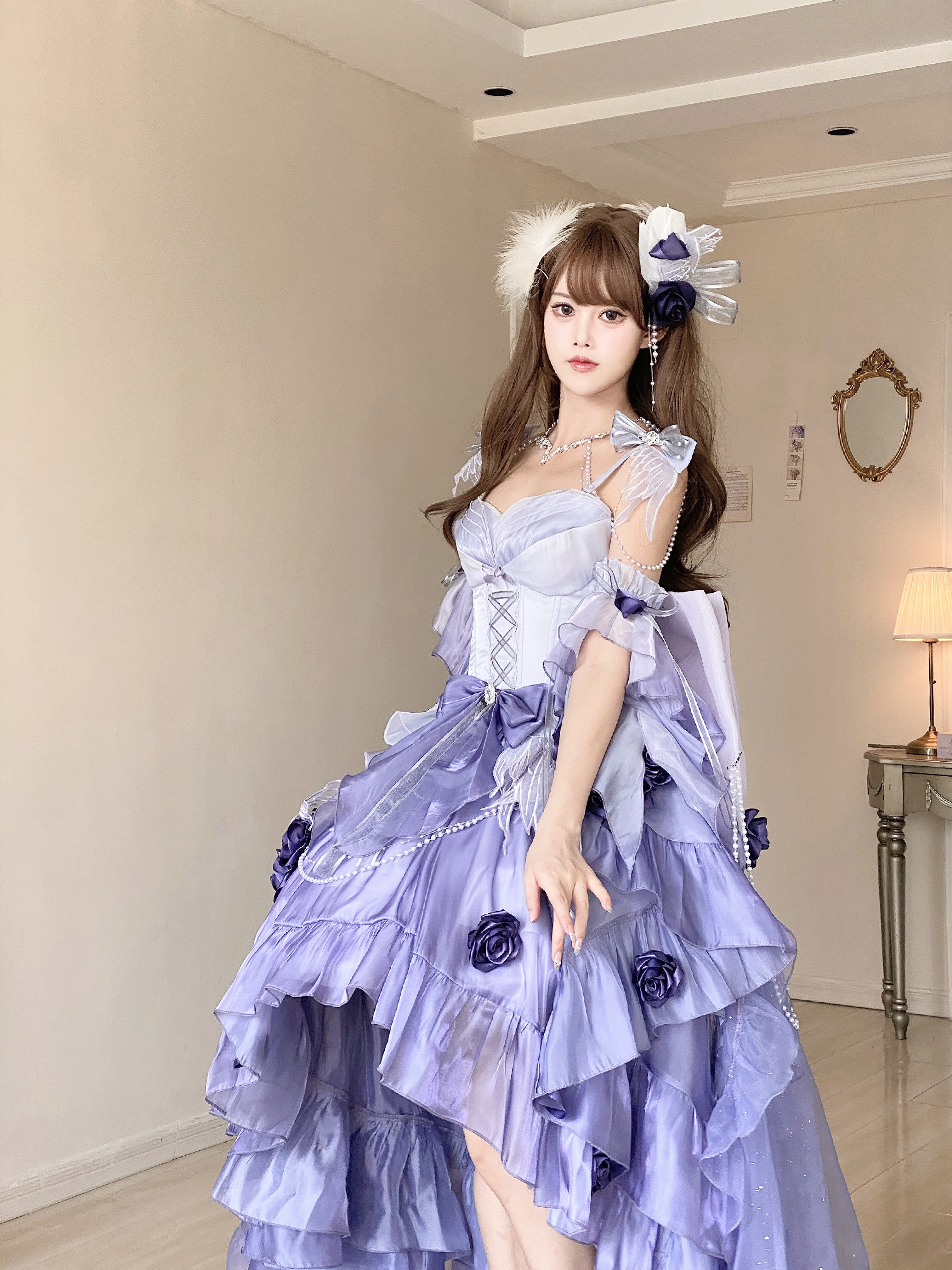 迷雾紫前短后长小全套【 swan Mirage Short front and long back Full payment make an appointment 】 Meow fruit Sensen original # swan Mirage # Fairy skirt