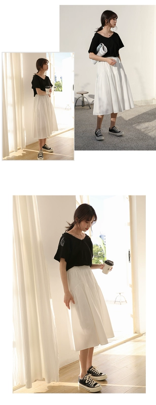 Váy liền thân màu đậm kiểu Pháp rất cổ tích xếp ly trên đầu gối, viền một đường lớn, váy kẻ ô giảm tuổi theo phong cách cổ điển - Váy