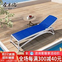 Outdoor pool beach recreational bed recliner deck chair folding beach chair balcony recliner bed