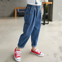 (Clearance) girls jeans spring and autumn casual pants foreign pants plus Velvet