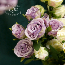 lifu liv emulated flower rose light purple white fake floral floral flower arrangement living room table decoration shooting