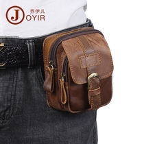 Leather mens mens bag casual retro fanny pack bag wear belt mobile phone bag new Korean version of the tide bag sports bag