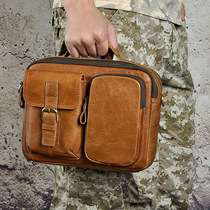 Vintage cowhide shoulder bag trend oblique backpack Travel portable mens bag Mens bag Casual messenger bag Satchel portable