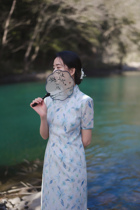 WANTING night Wangjiangnan retro water ink fainting printed short and improved adolescent girl wind short sleeve qipao new