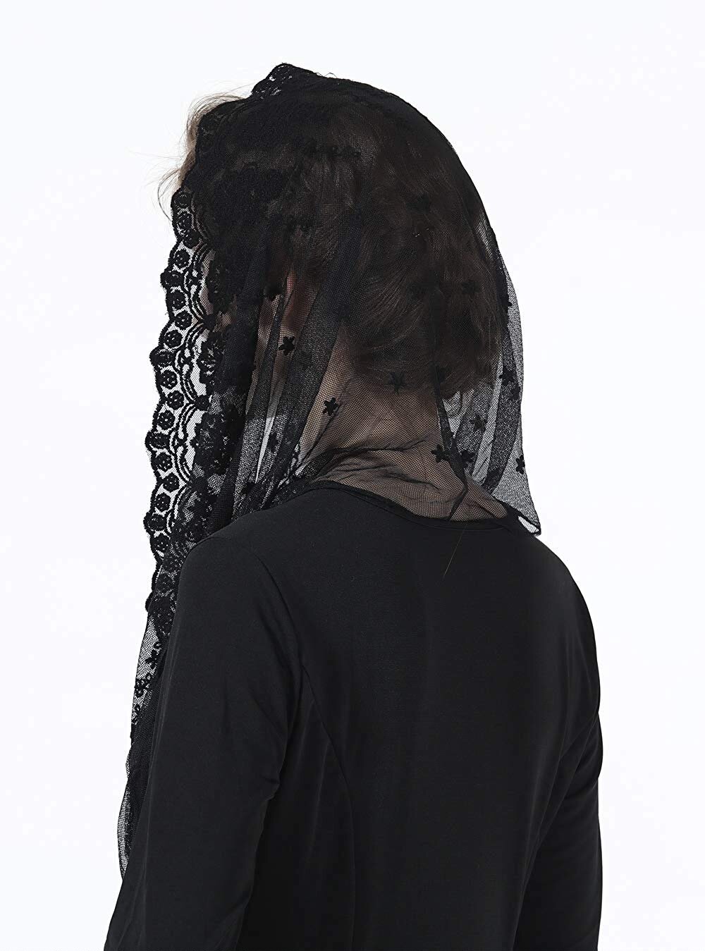 穆斯林天主教女士蕾丝披肩宗教头纱新款代发米色黑色工厂代发