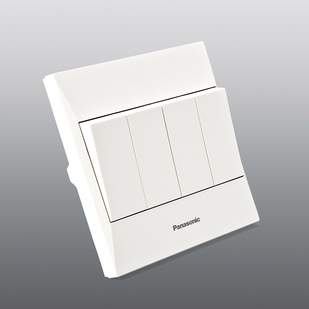 松下开关插座四开双控86型墙壁开关插座面板简尚系列四开双联开关