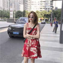 Seaside Resort Beach Skirt Dress Fairy Super Xiansen Retro Thin Temperament Sexy Dress Female Summer