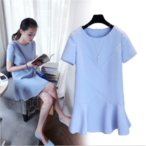 2021 new womens light luxury ladies temperament skirt small fragrant wind summer fish tail dress blue Platycodon grandiflorum dress women