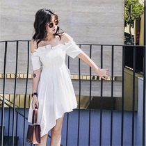 Gentle wind fairy dress white sexy skirt 2020 new one-shoulder sling dress female summer temperament