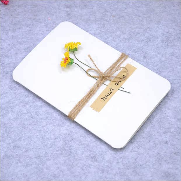 牛皮纸 diy干花生日礼物男女生卡片祝福贺卡年会制作情人节手工批