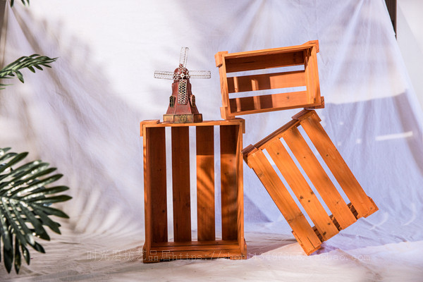 长方形复古做旧实木头箱子红酒陈列储物木板箱装水果木框筐收纳箱