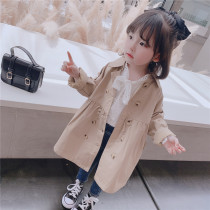  2021 girls  autumn clothing new Korean version of the middle and long childrens windbreaker female baby child spring and autumn western style jacket