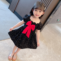  2021 Girls Dress Summer Polka Dot Bubble Sleeve Childrens princess dress Summer female baby summer short-sleeved skirt