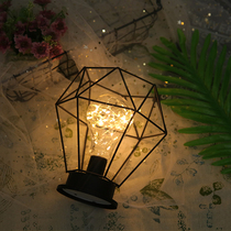 ins Nordic headboard table lamp LED decoration colorful iron art room bedroom arrangement small night lighting net red star lamp