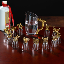 White wine cup set small household Chinese wine dispenser Creative antique wine cup Wine set gift for dad Practical