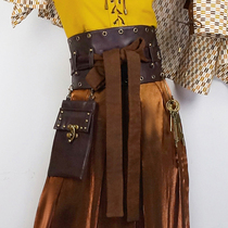 Mr. Jis Steam Continental Steampunk Tai Sheng Romantic and Wind Leather Ladies Wide Belt Waist Seal running bag