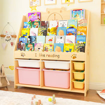 Childrens picture book rack solid wood bookshelf large capacity floor-to-ceiling bookcase locker multi-layer kindergarten toy storage rack