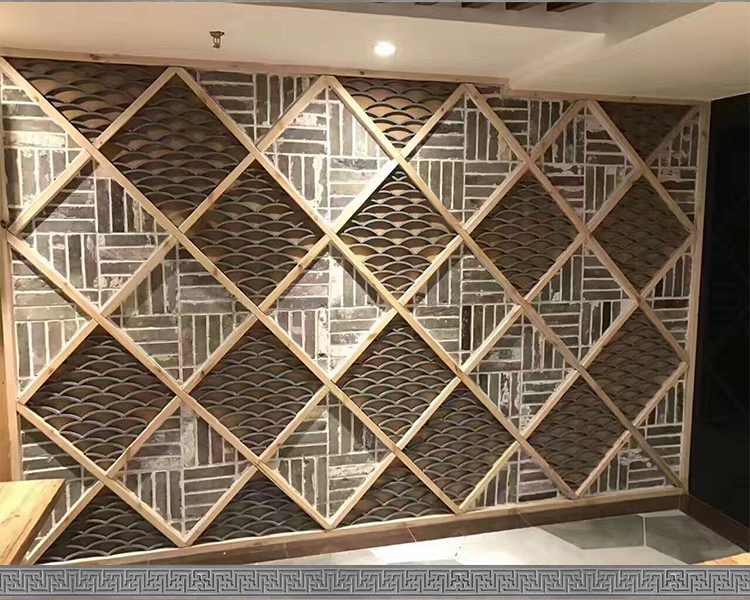 四合院古建仿古背景墙小青瓦拼花花窗透窗创意形象墙瓦片拼花