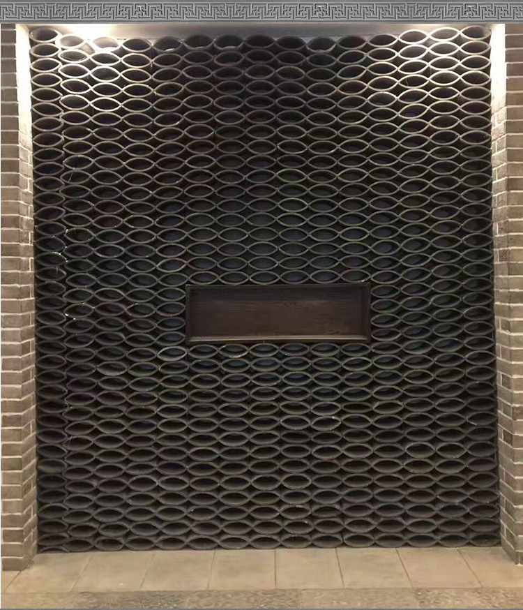 四合院古建仿古背景墙小青瓦拼花花窗透窗创意形象墙瓦片拼花