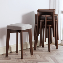 Nordic simple dining chair modern restaurant dining table solid wood chair bedroom can stack desk makeup stools