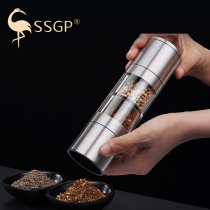 Black pepper powder stainless steel grinder Manual seasoning grinding bottle Household ultra-fine hand-ground pepper grain double-headed grinding