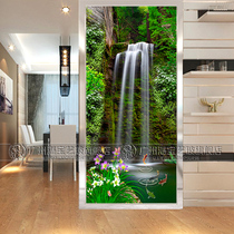 Making art glass frosted entrance aisle TV background wall Cabinet screen Moving door living room Simple landscape painting