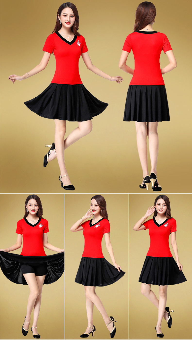广场舞服装新款套装女夏季短袖短裙子杨丽萍跳舞蹈上衣服运动套裙
