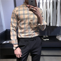 European station 2020 Autumn New British Plaid long sleeve shirt men slim business casual check shirt tide