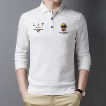 European station autumn fashion business casual polo shirt mens Tide brand British slim embroidery lapel long sleeve T-shirt