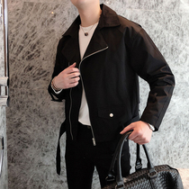 European station autumn new black locomotive windbreaker jacket men Korean version of slim British casual short coat Tide brand