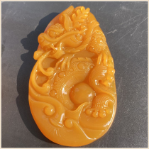 Myanmar Huanglongyu Myanmar Huangyu Dragon Pendant Handle Handle Zodiac Dragon Jade Shilong Mens Boutique Chicken Oil Yellow