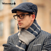 Hat male autumn winter British retro wool forward hat with thick hair