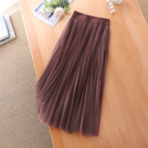 Material 4 meters more than 3 layers of jin mouth mesh gauze high color female elastic high waist A pleated skirt skirt skirt 65550