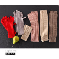 Autumn and winter warm B full cashmere twisted flower craft men and women accessories half finger gloves mitten gloves sleeve