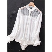 Ballet Dancer Style One-piece Shirt 20 Mmigenuine Silk Collared Lace Female Collar Long Sleeve Shirt 69953