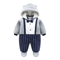 Baby Clothes Winter Dress Male Gentleman Khau Super Ocean Qi Baby One-piece Clothes Autumn Winter Thickened Warm Out Damp Cotton Clothing