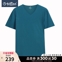 Jinlili mens short sleeve T-shirt summer clothing long-staple cotton casual multi-color selection home V-neck shirt