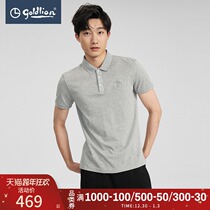 Jinli Lai spring summer mens short sleeve T-shirt cotton comfortable gauze Swarovski hot drill slim lapel