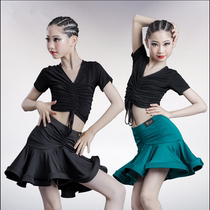 Spring new Latin dance practice Gongfu Girls BAO WEN Half body dress Modale blouses children perform less children competitions