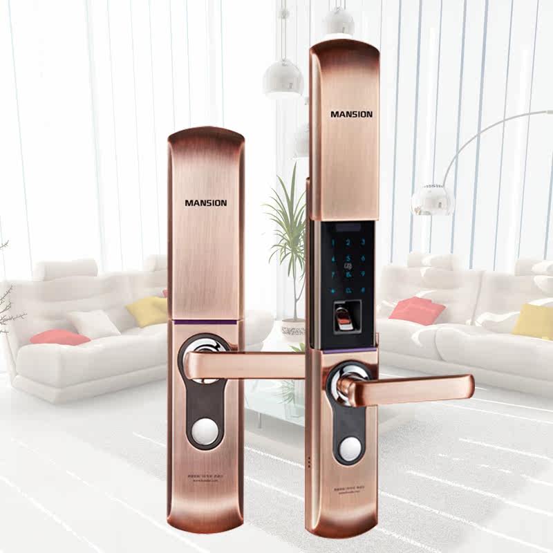 曼申a3指纹锁密码锁家用智能锁卡锁防盗门锁电子锁开关门记录查询_不