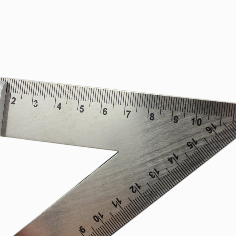 得力测量工具 木工90度直角尺 不锈钢三角尺子 宽铝座 包邮