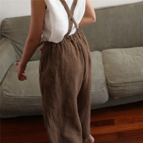 Lacquer Episode Spring Autumn New Pint Girl Clothing Girl Linen Back Belt Pants CUHK Childrens Pure Cotton Art Long Pants Sen Parentage