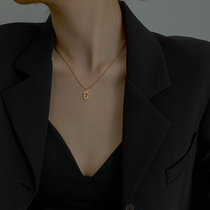 Titanium steel does not fade necklace female cold wind light luxury temperament choker 7 character pendant retro sweater chain women autumn and winter